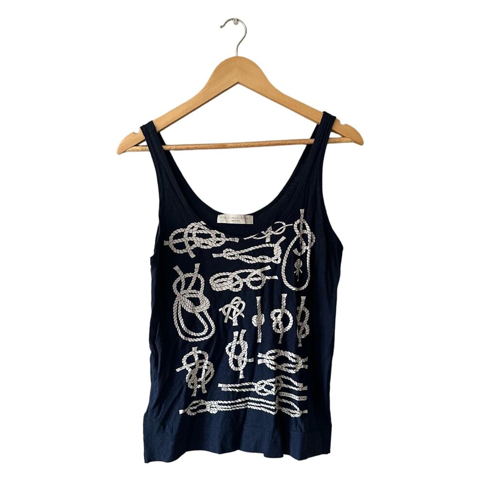 Stella McCartney Navy Blue Rope Knot Graphic Tank Top Size 40